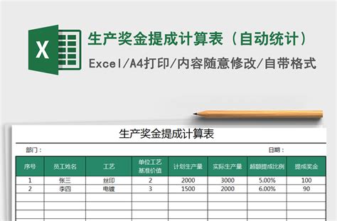 2022年生产奖金提成计算表（自动统计）免费下载-Excel表格-办图网