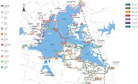 武汉东湖风景区全景图（高清） 绿道路线、配套设施全都标清楚了_旅泊网