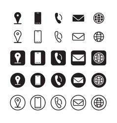 Contact icons in flat style Royalty Free Vector Image