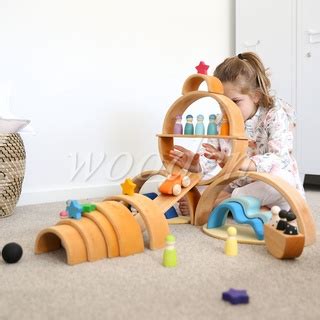 Baby Toys Rainbow Stacker Wooden Color Large size Educational ChildrenToys For Kids Creative ...