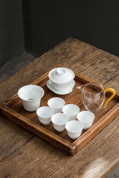 德化高白瓷功夫茶具套装整套礼盒装陶瓷盖碗茶杯玻璃公道杯可定制-阿里巴巴