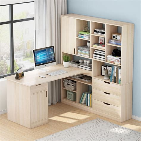 旋转电脑桌转角一体家用办公桌子写字台组合书架书柜简约简易书桌-阿里巴巴