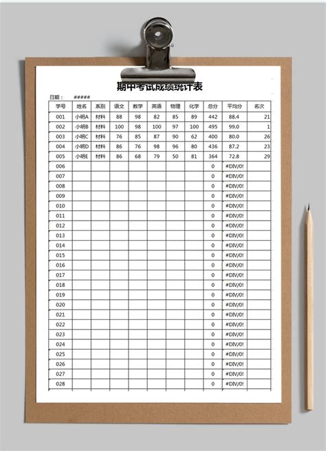 月考成绩汇总表Excel模板图片-正版模板下载400158047-摄图网
