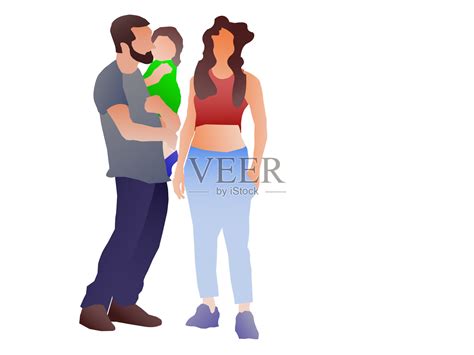 一对抱着孩子的已婚夫妇插画图片素材_ID:428396036-Veer图库