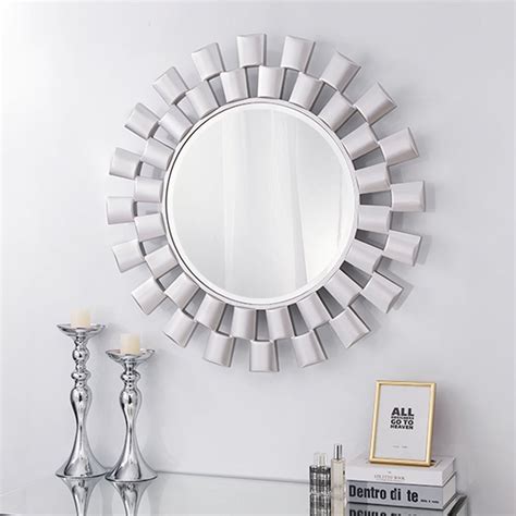 Rippled Silver Round Wall Mirror | Contemporary | HomesDirect365