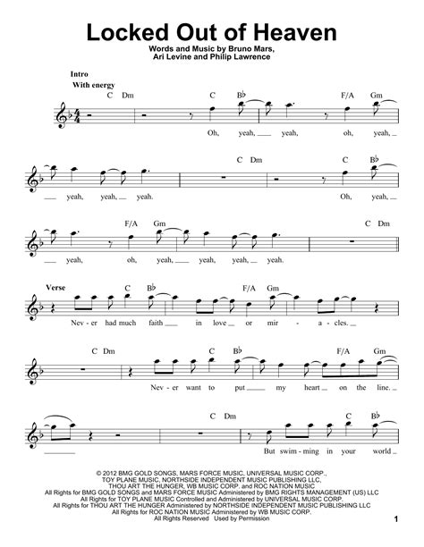 Bruno Mars - Locked Out Of Heaven sheet music