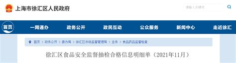 上海市徐汇区发布食品安全监督抽检合格信息明细单（2021年11月）-中国质量新闻网