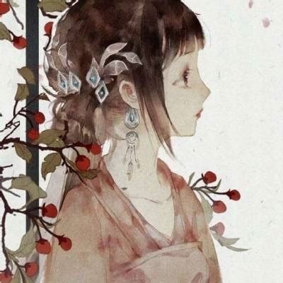 拿红扇子的古风女生头像