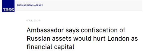 俄驻英大使：伦敦未必敢没收俄资产，将打击“世界金融之都”声誉