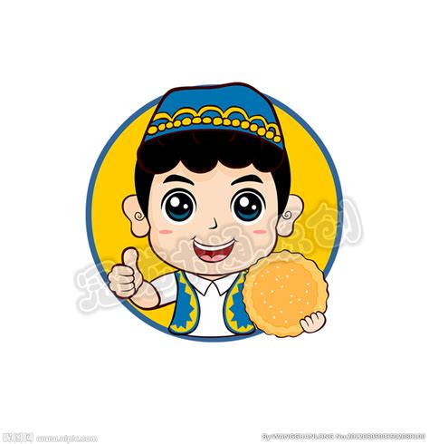 卡通维族男孩和馕设计图__动漫人物_动漫动画_设计图库_昵图网nipic.com