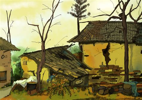山脚下的乡村人家风景桌面壁纸-壁纸图片大全