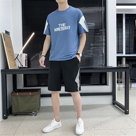 新款短袖t恤男夏季运动休闲纯棉套装搭配男装帅气短裤衣服潮牌
