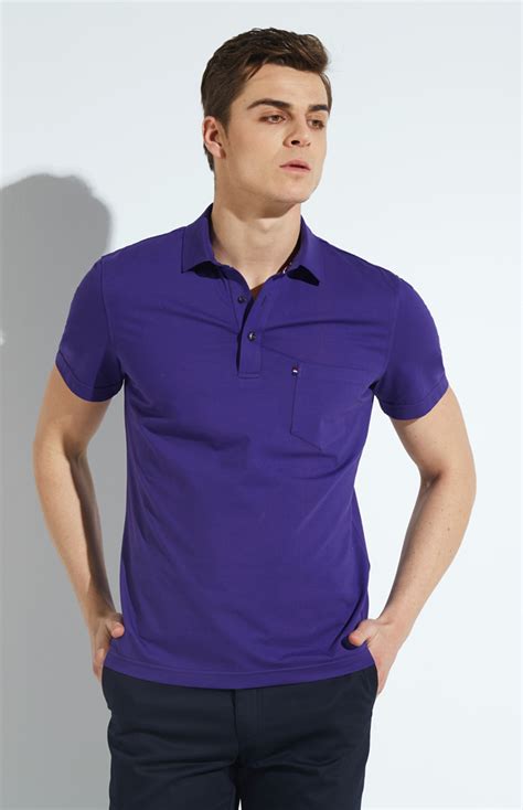 紫色莫代尔棉夏季休闲短袖POLO-男装定制 | 拉雅网，拉雅私定，拉雅私人定制，在线定制领导品牌