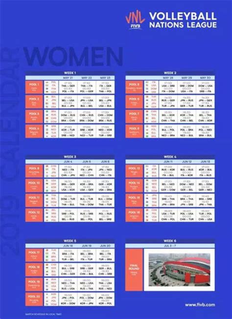 2023世界女排联赛中国队日本赛程表一览