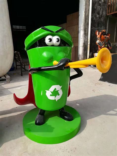 环卫小超人，创意玻璃钢环保垃圾桶雕塑公园商业街摆件|纯艺术 ...