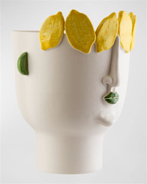 Patrizia Italiano Filomena Seller of Lemons Big Head Vase | Neiman Marcus
