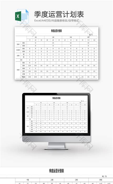 季度运营计划表Excel模板_千库网(excelID：131382)
