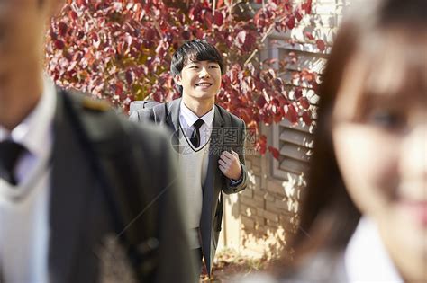 穿着校服上学的韩国初高中生高清图片下载-正版图片502237476-摄图网