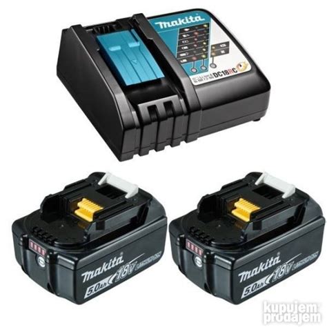 SET 8 - 2 baterije 18V 5.0Ah BL1850B + brzi punjač DC18RC - KupujemProdajem