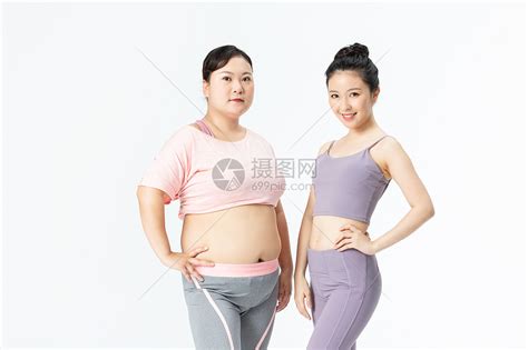胖瘦姐妹身材展示高清图片下载-正版图片501410819-摄图网