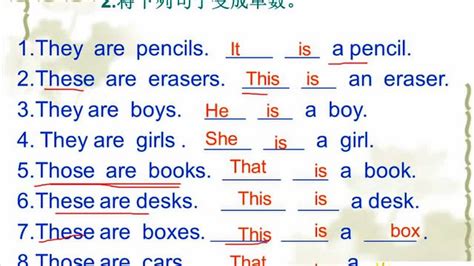 小学英语改写句子单复数转换和同义句
