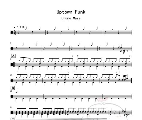 Mark Ronson、Bruno Mars-Uptown Funk (Explicit)架子鼓谱爵士鼓曲谱-乐手网