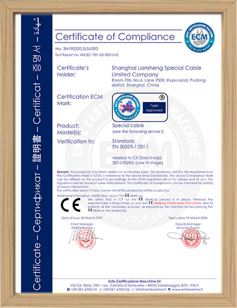 上海缆胜电缆CE认证证书