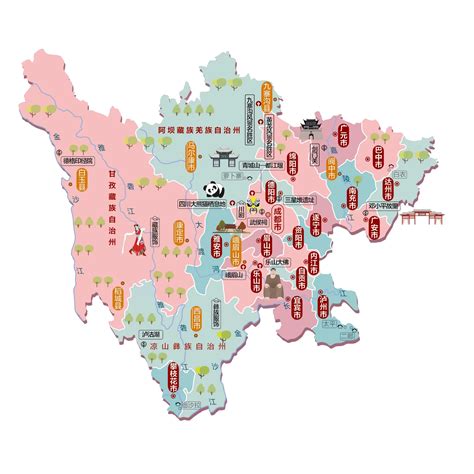 四川省旅游地图 - 四川省地图 - 地理教师网