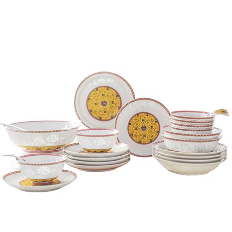 景德镇陶瓷餐具碗筷套装金边餐具碗碟套装骨瓷碗盘家用礼品陶瓷碗-阿里巴巴