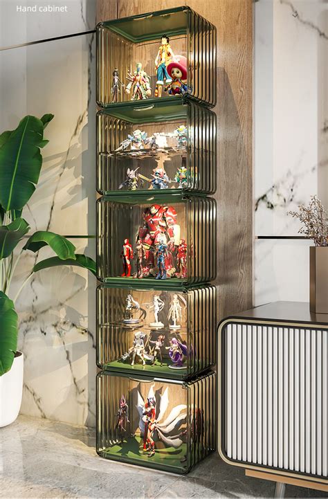 家用手办展示柜实木小型玻璃门动漫模型奖杯展柜带灯产品橱窗柜子-阿里巴巴