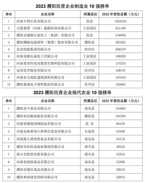 2023濮阳民营企业系列榜单发布！-濮阳市国有资本运营集团有限公司