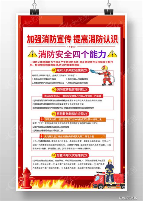 消防安全四个能力海报图片下载_红动中国