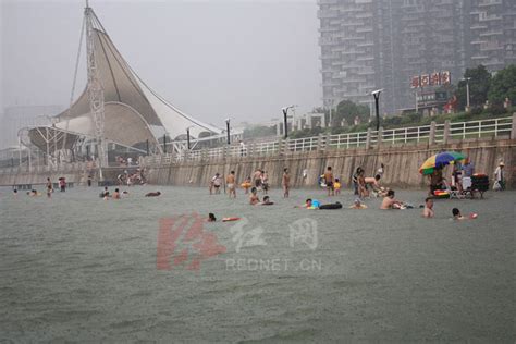 暴雨中游泳的人们（图）_新闻中心_新浪网