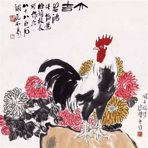 画鸡的著名画家陈大羽国画公鸡作品欣赏_萧县书画网