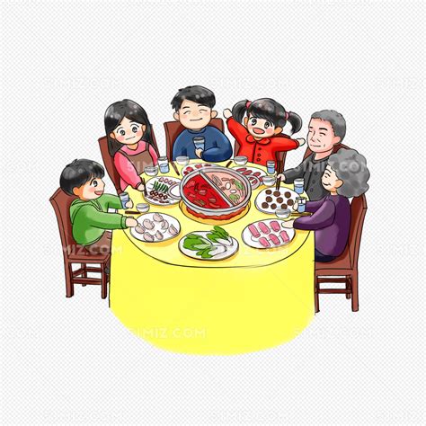 小朋友一起吃饭聊天卡通手绘插画素材图片免费下载-千库网