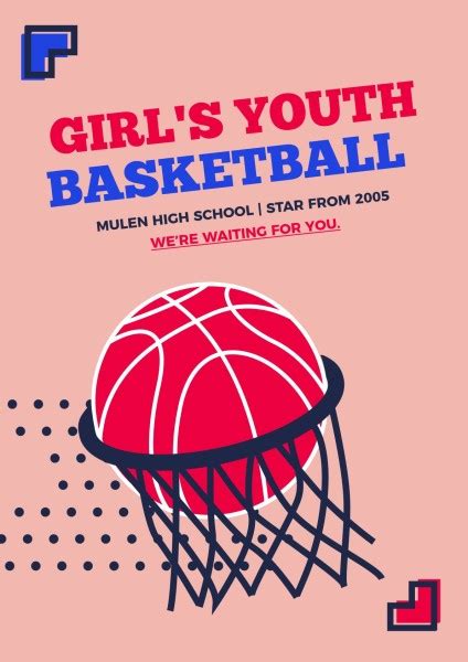 女子篮球俱乐部学校招聘英文海报模板在线图片制作_Fotor懒设计