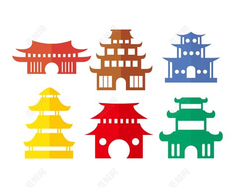中国古建筑图标素材免费下载 - 觅知网