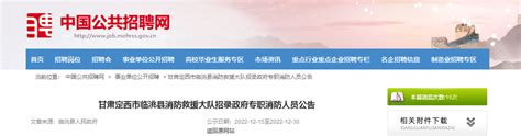 2022年甘肃省定西市临洮县消防救援大队招聘公告（报名截止时间12月30日）