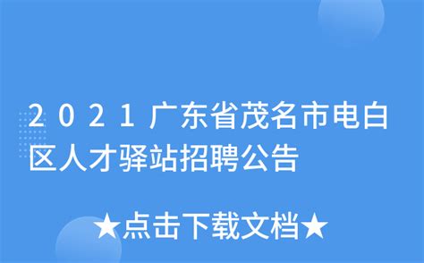 2021广东省茂名市电白区人才驿站招聘公告