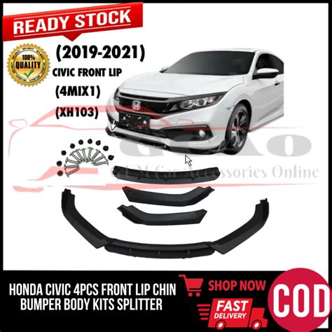 GCAO HONDA CIVIC 4PCS Car Front Lip Chin Bumper Body Kits Splitter ...