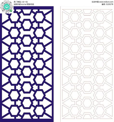 六边形古典镂空图案CDR素材免费下载_红动网