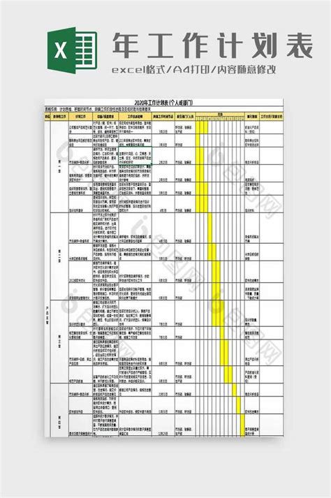 年度工作计划甘特图Excel模板_千库网(excelID：131000)