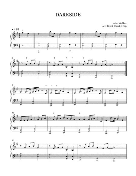 Darkside Intermediate Piano Solo Music Sheet Download - sheetmusicku.com