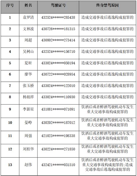 交警部门曝光！2月，湖南13人被终生禁驾（名单）-长沙长安网-平安长沙