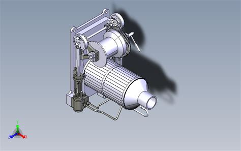 带有离合器的汽缸蒸汽发动机操作绞车_STEP_模型图纸下载 – 懒石网