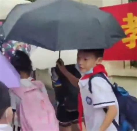 【浙江身边事】男孩放学后专心给女同学撑伞__财经头条