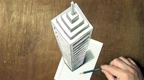 教你如何在纸上画出立体高楼大厦！