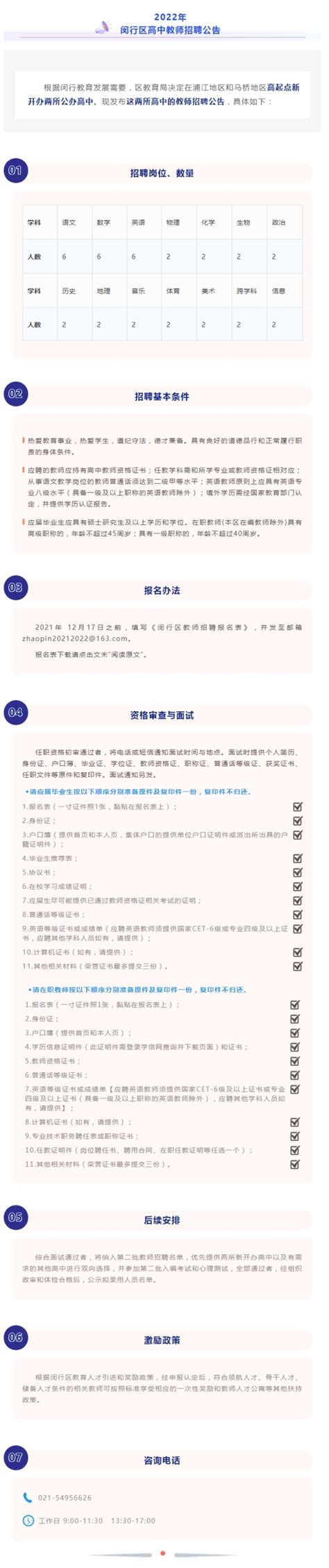 2022年上海市闵行区高中教师招聘公告-上海教师招聘网.