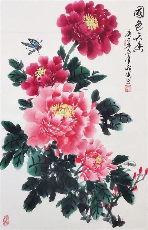 国画作品|牡丹花--富贵吉祥2|姚玲_兴艺堂