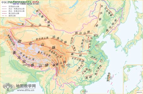 中国地形图 各大地形区标注出来